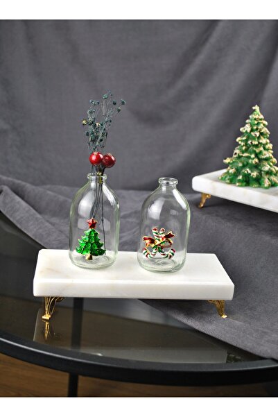 Qualitev مزهرية صغيرة مزدوجة مع إكسسوارات للعام الجديد، 9 سم، 100 مل، مزهرية ...
