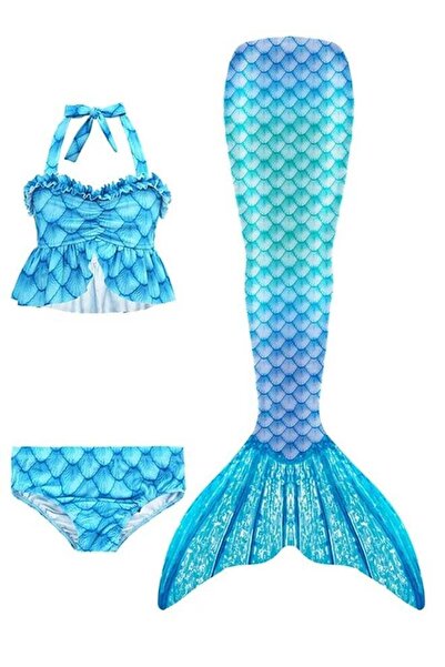 Margoun 3 PCS The Little Mermaid Tails Costume Set for Girls - Light Blue