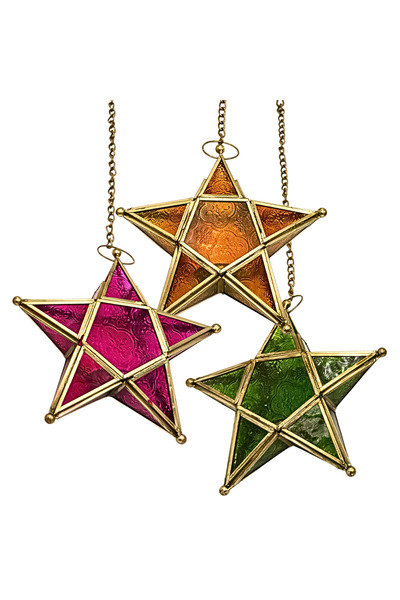 Souq DESIGNS مجموعة فوانيس النجوم من 3 قطع - فانوس رمضان معلق، فوانيس زجاجية ...