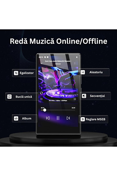 Velixo MP4 Player, οθόνη αφής 5", 96GB, υποστήριξη SD 512GB, BT 5.0, ήχος HiFi, ραδιόφωνο FM, USB-C, ακουστικά