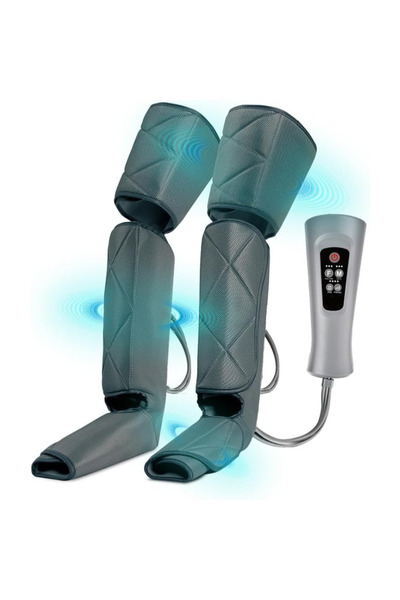Velixo Aparat de masaj pentru picioare, telecomandă, 6 moduri, 4 intensități, compresie cu aer, încălzire, masaj pentru gambă/coapsă, gri