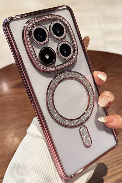 Nezih Case Redmi Note 14 Pro 4G-5G Uyumlu Taşlı Magsafe Şarj Özellikli Kamera...