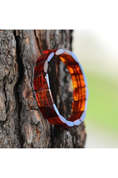 Taş Sandığı Kare Kesim Baltık Kehribar Bileklik – Doğal Gerçek Kehribar (Elas...