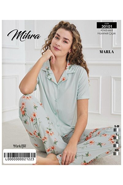 Mihra Marla short sleeve long bottom button pjt6901 pajama set