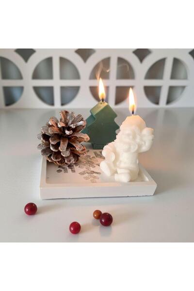 craftbaskitasarim مجموعة شموع عيد الميلاد مع لوحة سانتا كلوز وشجرة الصنوبر