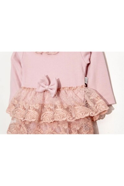 MİNİBORN Cotton Lace Detailed 2-Piece Baby Girl Set
