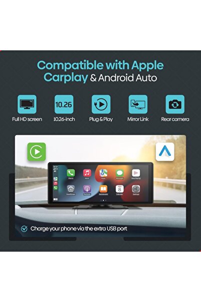 Velixo Player multimedia auto, ecran de 10,26", Bluetooth 5.2, WiFi, GPS, CarPlay/Android Auto, cameră video spate, radio FM