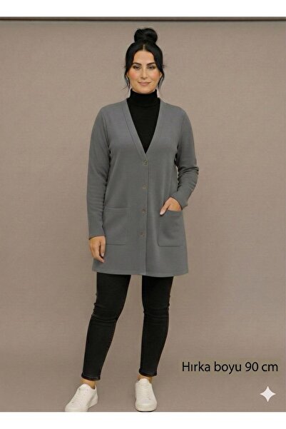 BAGİSTA BUTİK Season's Favorite Long Cardigan with Rescue Pockets and Buttons (90 cm)