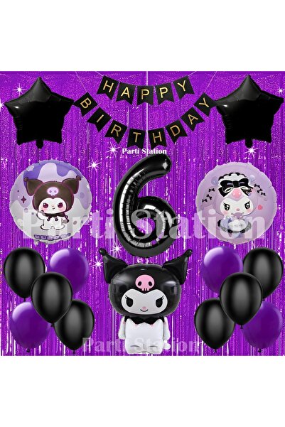Parti Station مجموعة بالونات عيد ميلاد بعمر 6 سنوات بطابع كورومي