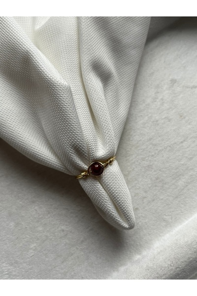 Pel Design خاتم سلكي ذهبي اللون مصنوع يدويًا من حجر الهيسونيت