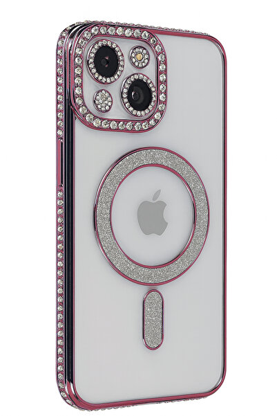 Nezih Case Apple iPhone 13/14 Uyumlu Taşlı Magsafe Şarj Özellikli Kamera Koru...