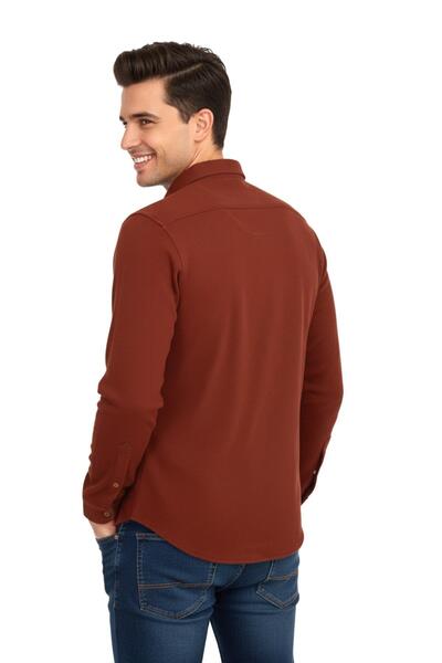 ADVANTE Men's Winter Silim Fit Ribbed Knit Woven Shirt Bgl-St04935