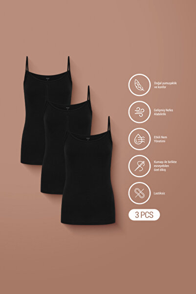 AUW Basic Women's String Strap Tank Top Modal Cotton 3-Piece - Softfit