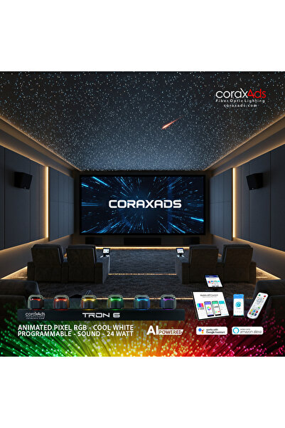 coraxads SİNEMA ODASI AMBİYANS AYDINLATMA FİBER OPTİK YILDIZ TAVAN SETİ - MİNİ