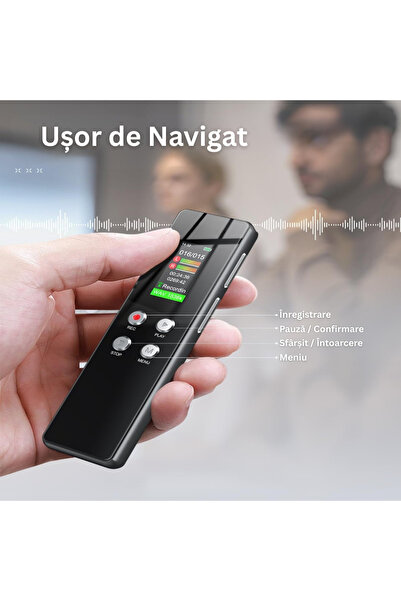 Velixo Επαγγελματική συσκευή εγγραφής φωνής, έγχρωμη οθόνη, 128GB, MP3/WAV, μείωση θορύβου, ενεργοποίηση φωνής, USB-C