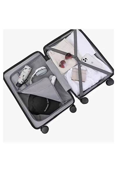NKX Set of Three Hard Shell Aluminum Trolley Suitcases with 4 Spinner Wheels Size 20*24*28