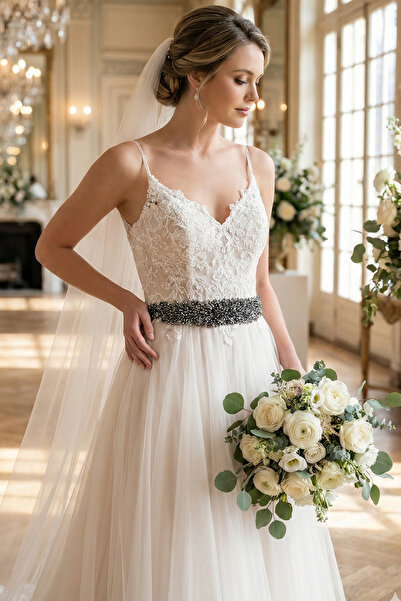 Hayalperest boncuk Crystal Beaded Custom Design Wedding Dress and Evening Dress Belt - Elegant Waist Accessory