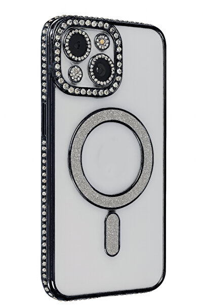 Nezih Case Apple iPhone 13/14 Uyumlu Taşlı Magsafe Şarj Özellikli Kamera Koru...