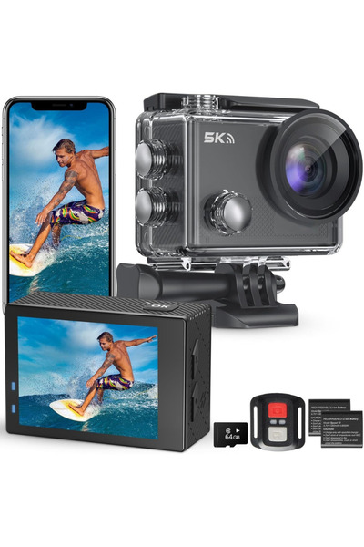 Velixo WiFi Sports Camera, 5K/30FPS, 30MP, 2" LCD, EIS, 170°, Waterproof 40M,...