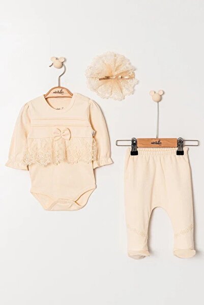 MİNİBORN Cotton Lace Detailed 2-Piece Baby Girl Set