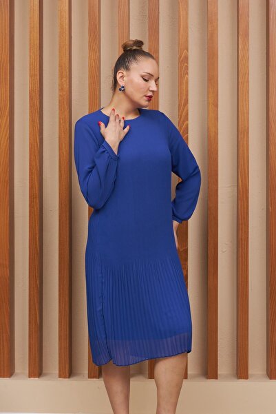 RMG Pleated Long Sleeve Plus Size Saks Evening Dress