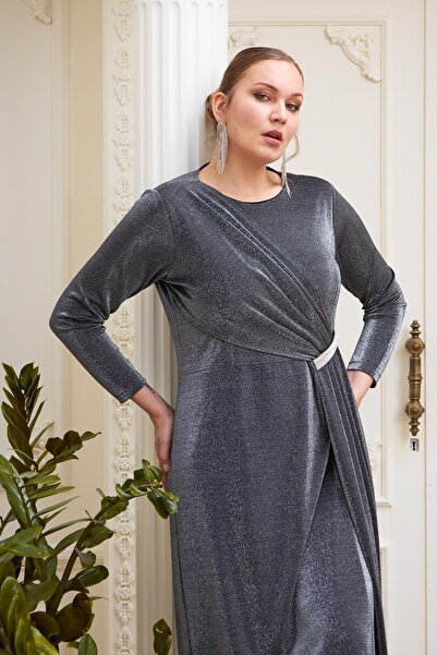 RMG Plus size evening dress with stones on the front