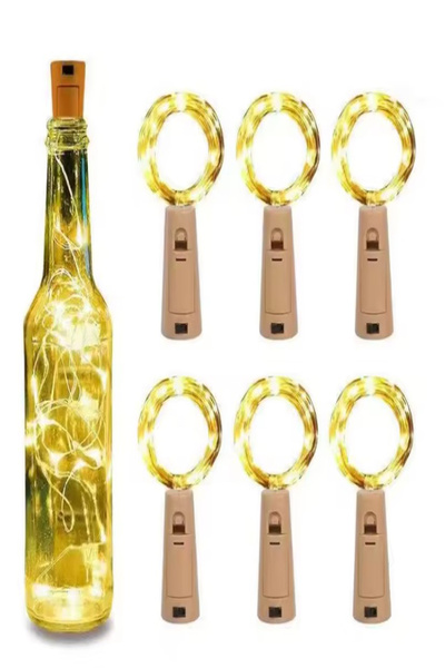 Tor Store 6'lı Set Mantar Tıpa Tasarımlı Pilli Peri Led Cam Şişe Kavanoz Deko...