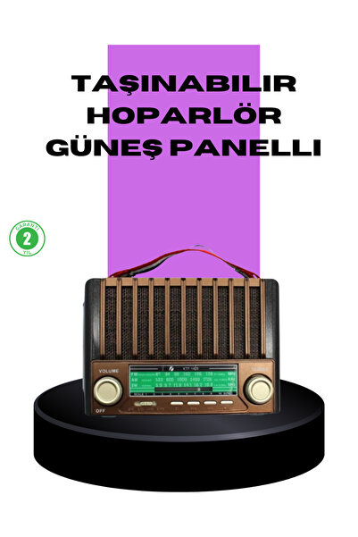 UCUZTEKNO Güneş Enerjili Taşınabilir Radyo ve Bluetooth Hoparlör Çok Fonksiyonlu