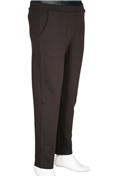 Barem Women's Buse Comfortable Fit Side Pocket Medium Thick Steel Brown Trousers