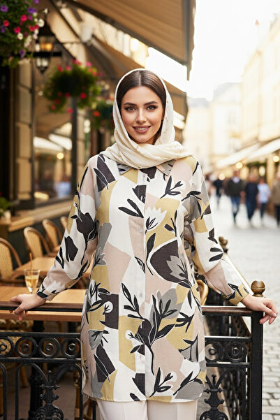 Ceremony Ata Digital Print Shirt Tunic 5149 Amber Yellow