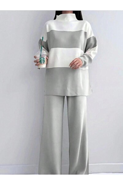 Abalı Yeni sezon kışlık 2li pantolonlu takım Yumuşak yün iplik Durk park Narmin model