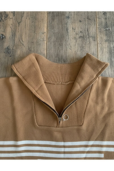 YusGos Women's Stripe Detailed Bottom Top Pants Sweater Knitwear Set