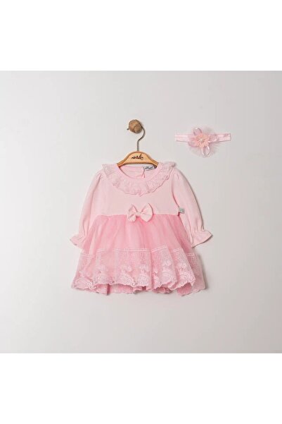 MİNİBORN Lace Detailed Ruffled Cotton Baby Girl Dress