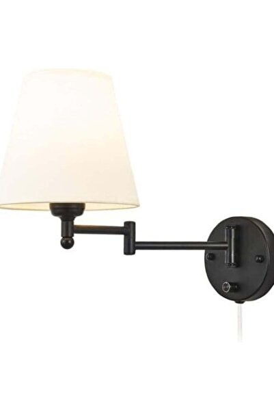GENERAL Swing-Arm Wall Light, Black Fabric Shade - LED with Dimmer
