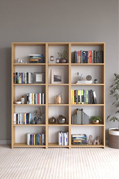 CLASSY HOME TASARIM Amine 100 15 RAFLI 3 PARÇA ARKALIKLI GENİŞ KİTAPLIK ÇOK A...