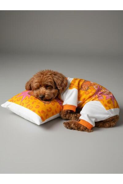 Kemique مجموعة نوم تايجر دوج |   بدلة قطنية ممشطة للكلاب ووسادة صغيرة |   للف...