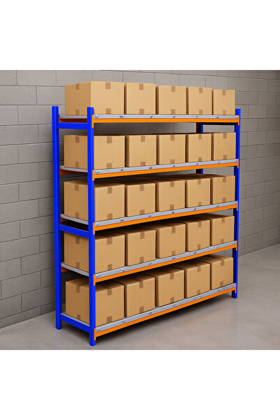 ALANRAF 5 Katlı Depo Rafı 50x90x200 Cm Hafif Rack Raf 300-350 Kg Taşıma Kapas...