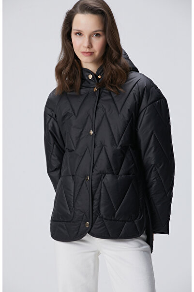 Network Siyah Zigzag Kapitone Mont