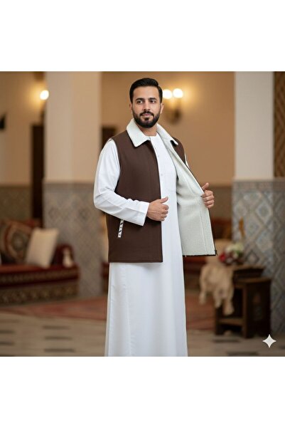 LUXURY سديري رجالي شتوي دبل فيس بتصميم السدو التراثي وياقه الفرو الانيق