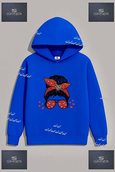 SS SİNSER Φούτερ Unisex με στάμπα  "GRIL KAFA KALPI DESEN GOZLULU " με κουκούλα