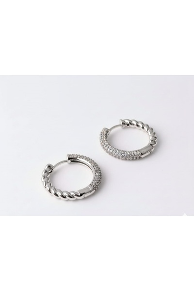 mischa jewelry أقراط دائرية فاخرة من حجر البرغو ذهبية/فضية