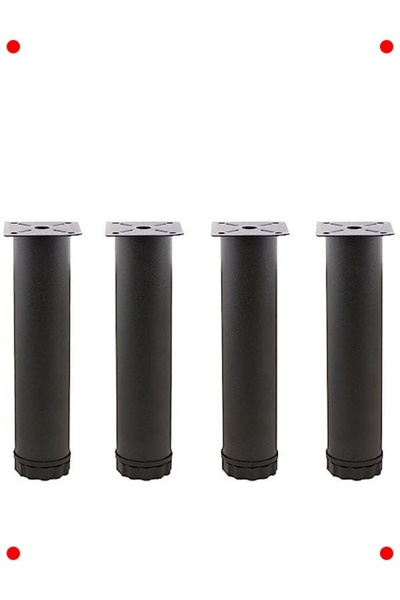 232premiumquality قاعدة معدنية قابلة للتعديل، 20 سم، أسود، 4 قطع