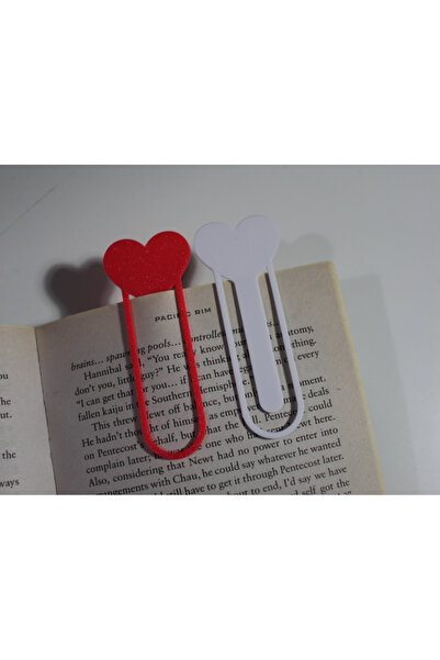 SORA DESIGN علامة كتاب على شكل قلب باللونين الأبيض والأحمر (مجموعة من قطعتين)