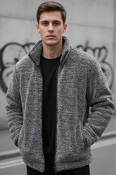 Oksit Πουκάμισο Harris με φλις εσωτερικά, με φερμουάρ, με γιακά πουκάμισου, χοντρή ανδρική ζακέτα, φλις