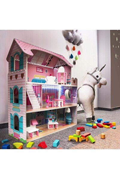 SOLTOY Wooden dollhouse, quality, painted, non-toxic, LED lighting, Dream Villa