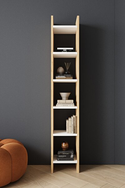 CLASSY HOME TASARIM CLASSY 106URAZ 5 RAFLI ÇİFT RENKLİ KİTAPLIK SAFİR MEŞE
