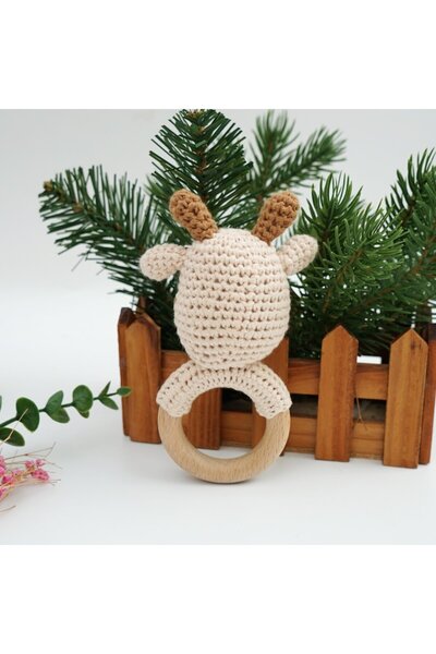 MauMau Crocheted rattle and teether set - deer design