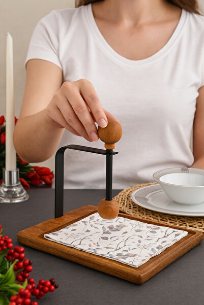 Zuu Baby Gourmet Table Design Napkin Holder – Solid Wood, Metal Weighted Mech...