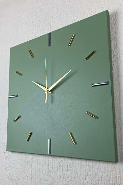 MOOCLOCK Kare Model Dekoratif Metal Akar Sessiz Mekanizmalı Lüks Duvar Saati ...