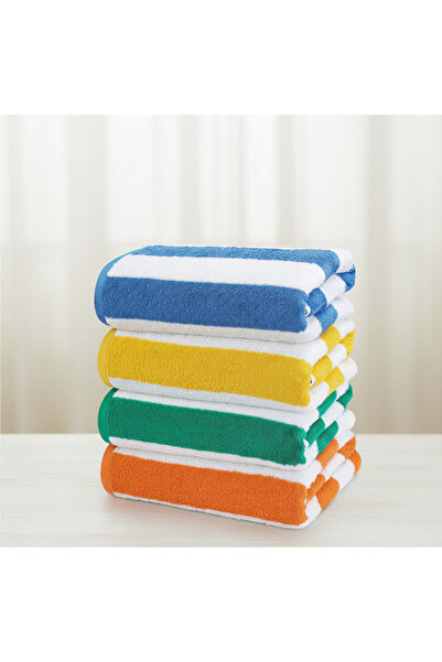 Saf By Arams مناشف شاطئ كابانا سترايب، 75×150 سم - مناشف حمام سباحة كبيرة (عبوة من 4 قطع، متعددة الألوان)